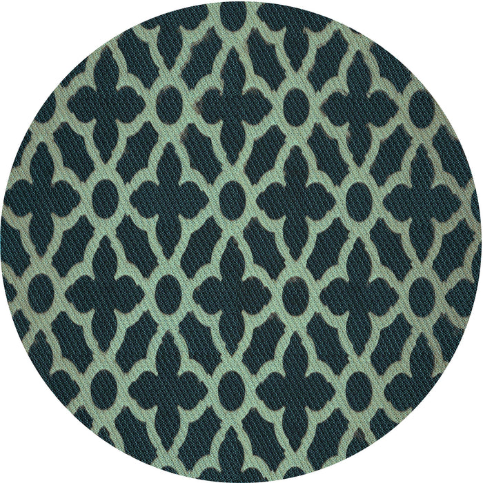 Square Patterned Deep Teal Green Rug, pat2666lblu