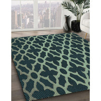 Patterned Deep Teal Green Rug, pat2666lblu