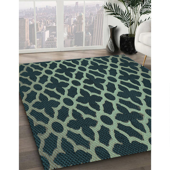 Machine Washable Transitional Deep Teal Green Rug in a Family Room, wshpat2666lblu