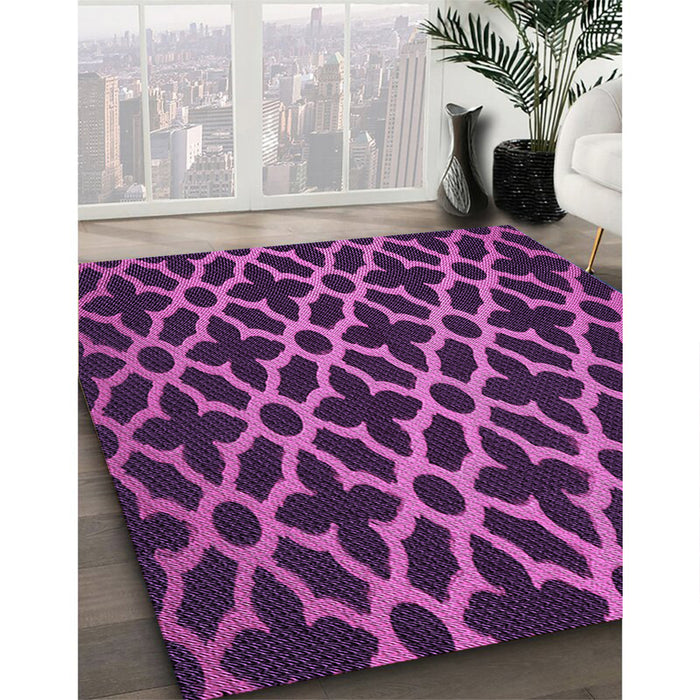 Patterned Dark Purple Rug in Family Room, pat2666pur