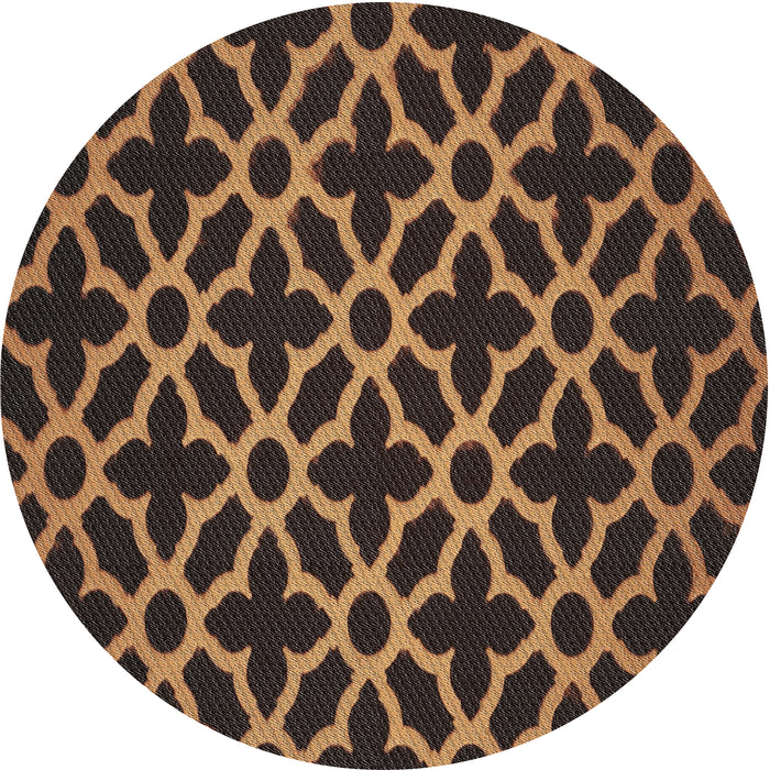 Sideview of Patterned Black Brown Novelty Rug, pat2666