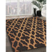 Patterned Black Brown Novelty Rug in Family Room, pat2666