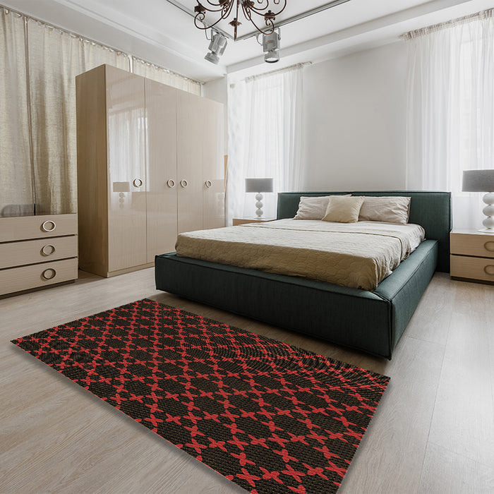 Patterned Bakers Brown Rug in a Bedroom, pat2667brn