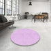 Round Patterned Violet Purple Rug in a Office, pat2668pur