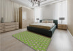 Patterned Yellow Green Rug in a Bedroom, pat2669brn