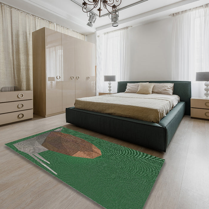 Patterned Forest Green Novelty Rug in a Bedroom, pat266