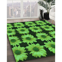Patterned Deep Emerald Green Rug, pat267grn