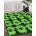 Patterned Deep Emerald Green Rug in Family Room, pat267grn