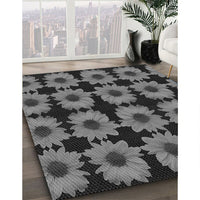 Patterned Charcoal Black Rug, pat267gry