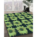 Patterned Dark Slate Grey Green Rug in Family Room, pat267lblu