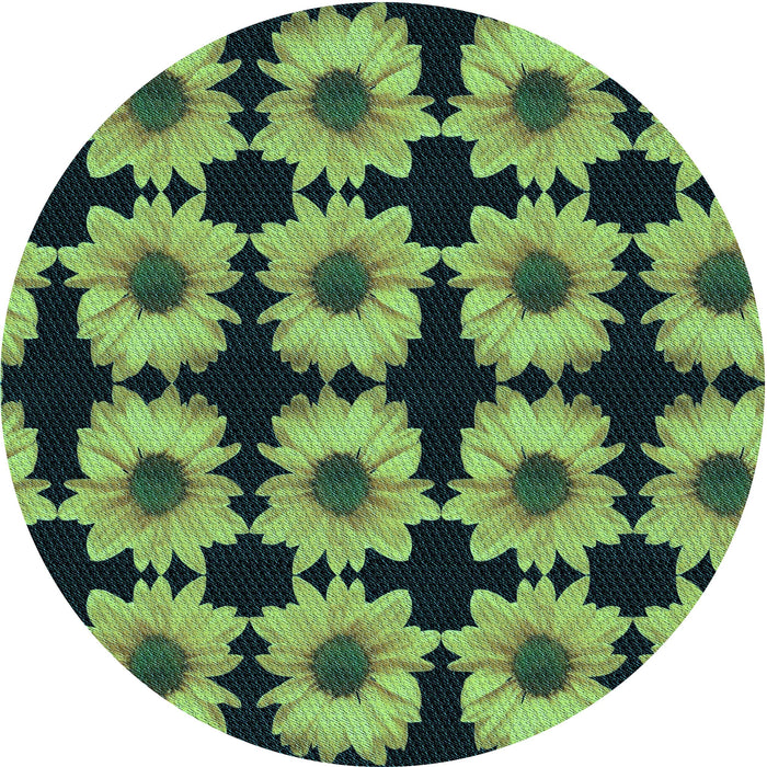 Square Patterned Dark Slate Grey Green Rug, pat267lblu