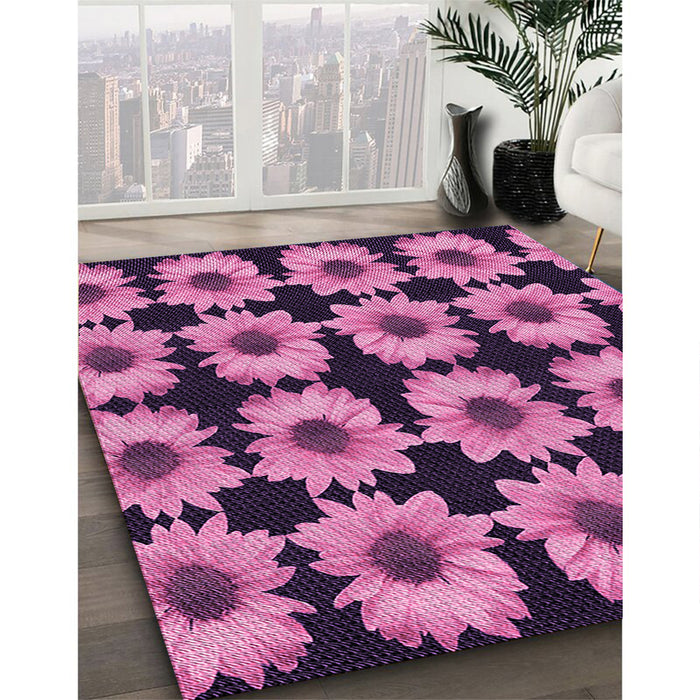 Patterned Deep Mauve Purple Rug in Family Room, pat267pur