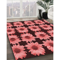 Patterned Saffron Red Rug, pat267rd