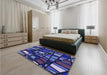 Patterned Midnight Blue Rug in a Bedroom, pat2670blu