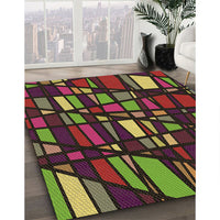 Patterned Deep Red Rug, pat2670brn