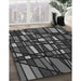 Patterned Charcoal Black Rug in Family Room, pat2670gry