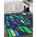 Patterned Night Blue Rug in Family Room, pat2670lblu