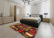 Patterned Burgundy Red Rug in a Bedroom, pat2670org