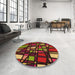 Round Patterned Burgundy Red Rug in a Office, pat2670org