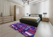 Patterned Indigo Purple Rug in a Bedroom, pat2670pur