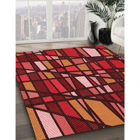 Patterned Chestnut Red Rug, pat2670rd