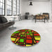 Round Patterned Dark Red Rug in a Office, pat2670yw