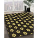 Patterned Black Rug in Family Room, pat2671brn