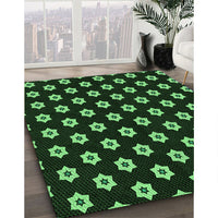 Patterned Black Rug, pat2671grn