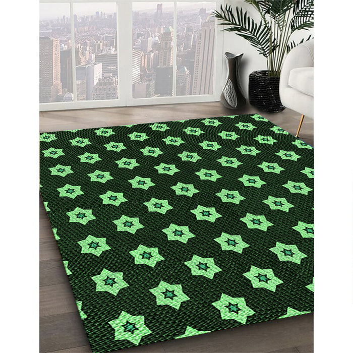 Machine Washable Transitional Black Rug in a Family Room, wshpat2671grn