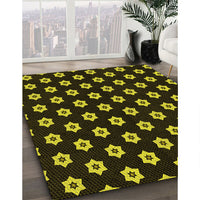 Patterned Black Rug, pat2671yw