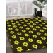 Patterned Black Rug in Family Room, pat2671yw