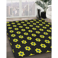 Patterned Black Novelty Rug, pat2671