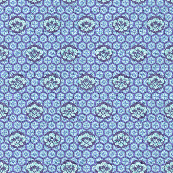 Round Patterned Blue Rug, pat2672lblu