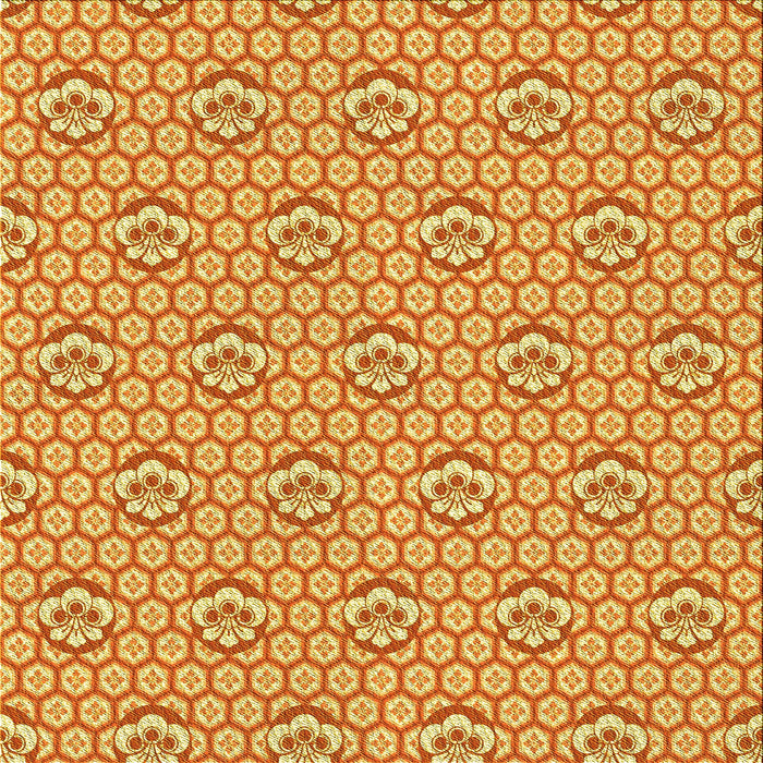 Round Patterned Orange Red Orange Rug, pat2672yw