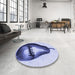 Round Patterned Deep Periwinkle Purple Rug in a Office, pat2673blu