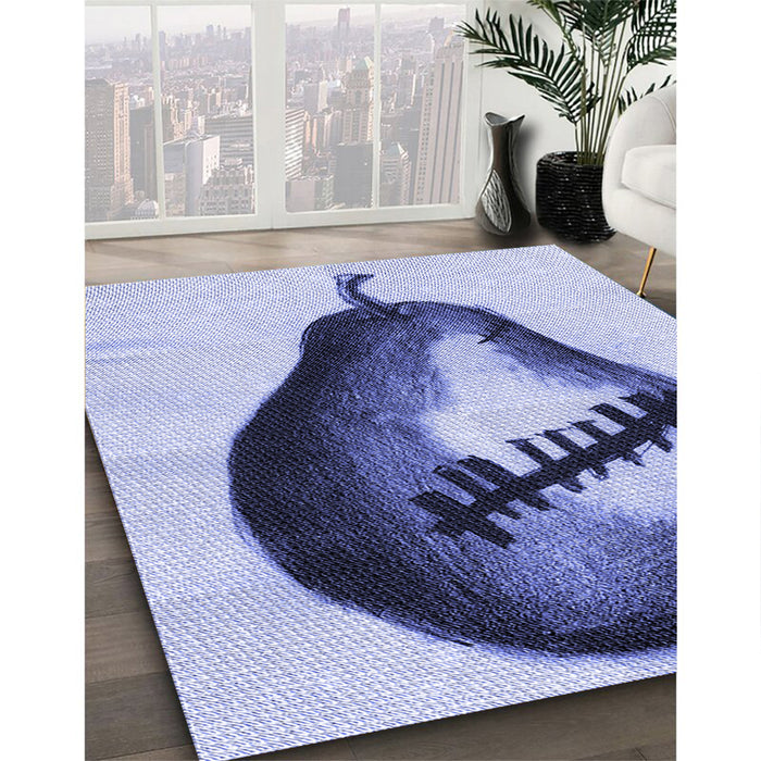 Patterned Deep Periwinkle Purple Rug in Family Room, pat2673blu