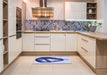 Patterned Deep Periwinkle Purple Rug in a Kitchen, pat2673blu