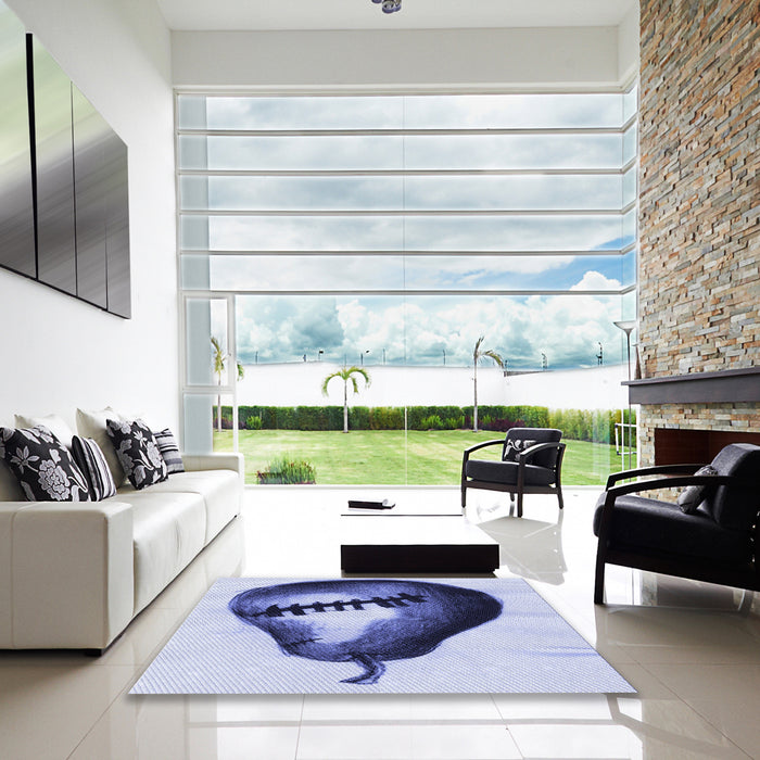 Square Patterned Deep Periwinkle Purple Rug in a Living Room, pat2673blu
