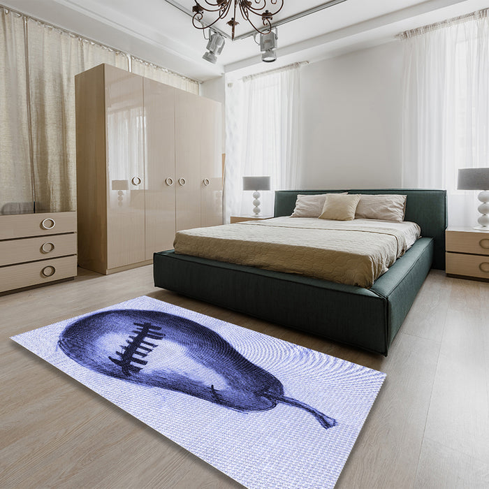 Patterned Deep Periwinkle Purple Rug in a Bedroom, pat2673blu