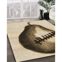 Patterned Khaki Gold Rug, pat2673brn