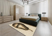 Patterned Khaki Gold Rug in a Bedroom, pat2673brn