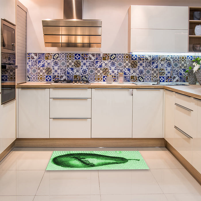 Patterned Green Rug in a Kitchen, pat2673grn