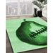 Patterned Green Rug in Family Room, pat2673grn