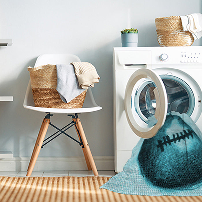 Machine Washable Transitional Dark Cyan Green Rug in a Washing Machine, wshpat2673lblu