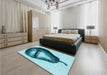 Patterned Dark Cyan Green Rug in a Bedroom, pat2673lblu