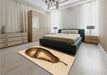 Patterned Mahogany Brown Rug in a Bedroom, pat2673org