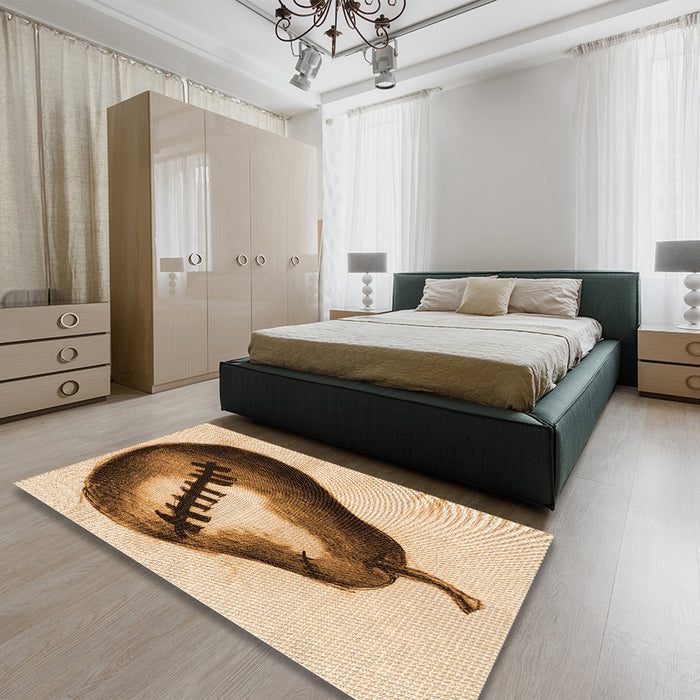 Patterned Mahogany Brown Rug in a Bedroom, pat2673org