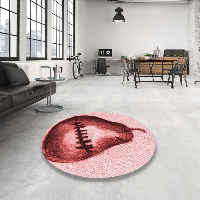 Round Patterned Deep Rose Pink Rug in a Office, pat2673rd