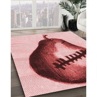 Patterned Deep Rose Pink Rug, pat2673rd