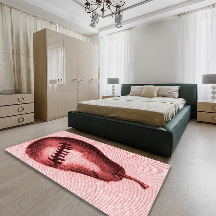 Patterned Deep Rose Pink Rug in a Bedroom, pat2673rd